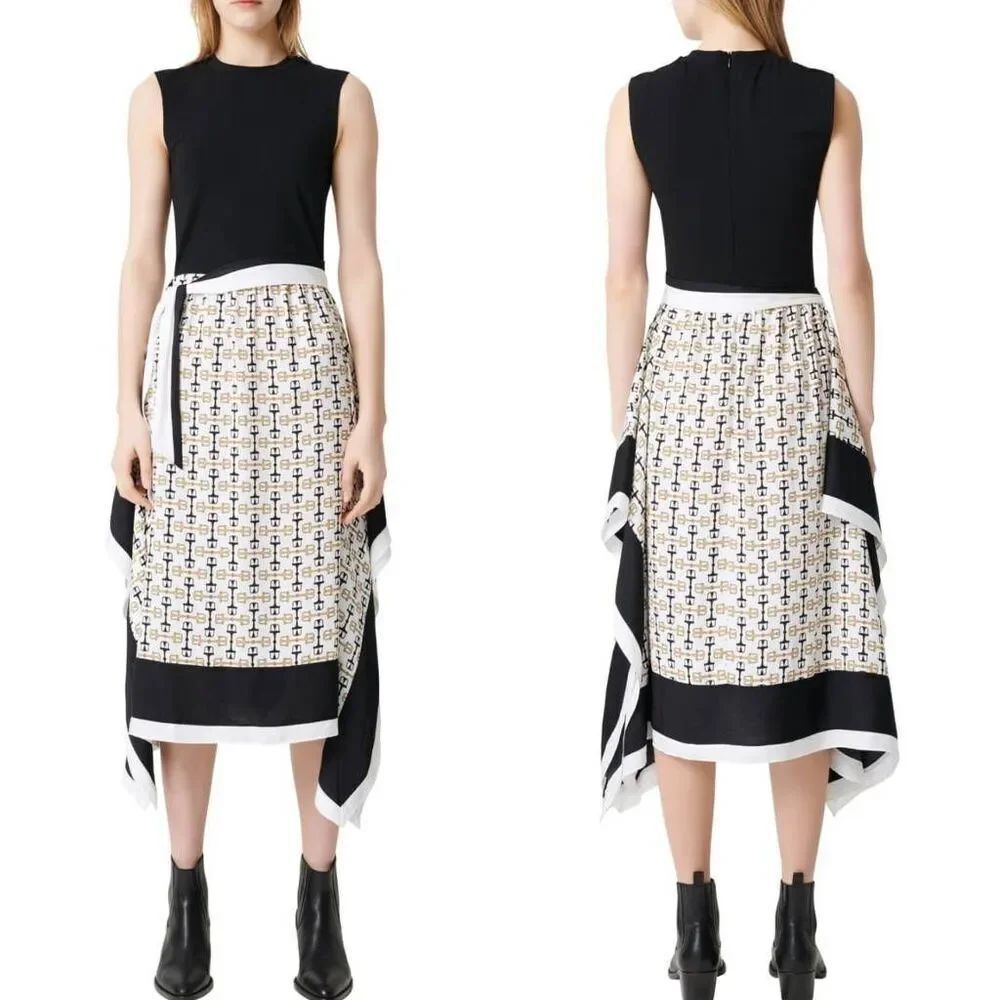 Maje Rosy Scarf Print Midi Dress 38